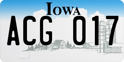 IA license plate ACG017