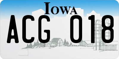 IA license plate ACG018