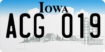 IA license plate ACG019