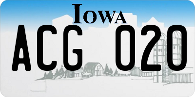 IA license plate ACG020
