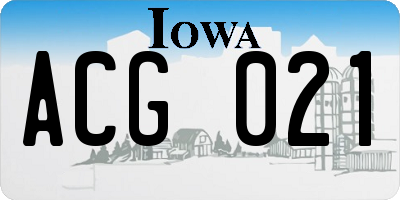 IA license plate ACG021
