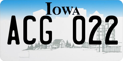 IA license plate ACG022