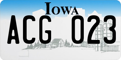 IA license plate ACG023