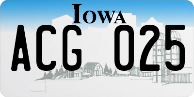 IA license plate ACG025