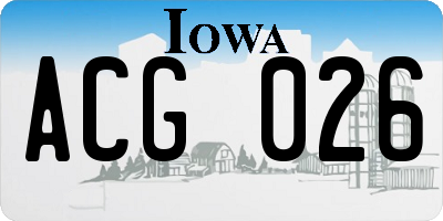 IA license plate ACG026