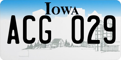 IA license plate ACG029
