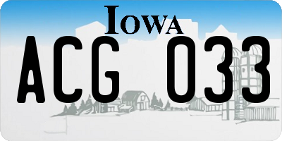 IA license plate ACG033