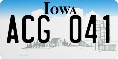 IA license plate ACG041