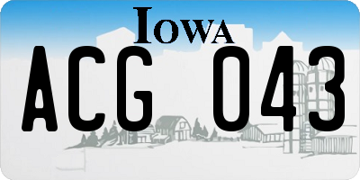 IA license plate ACG043