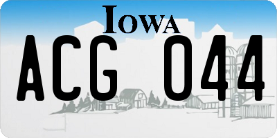 IA license plate ACG044