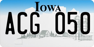 IA license plate ACG050