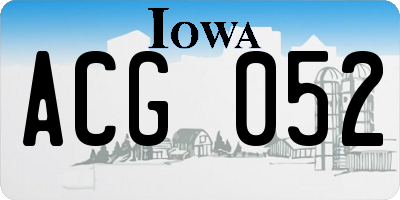 IA license plate ACG052
