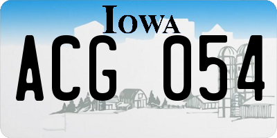 IA license plate ACG054