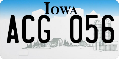 IA license plate ACG056