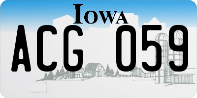 IA license plate ACG059