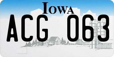 IA license plate ACG063