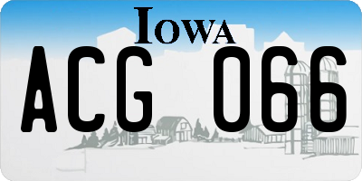 IA license plate ACG066