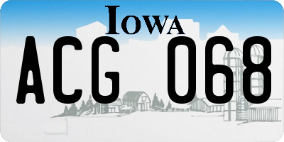 IA license plate ACG068
