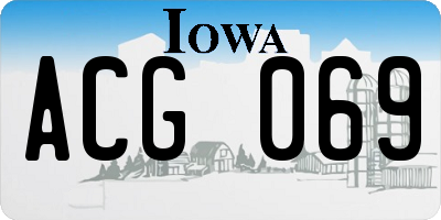 IA license plate ACG069