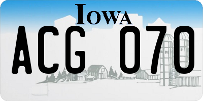 IA license plate ACG070
