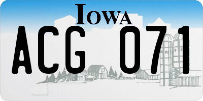 IA license plate ACG071