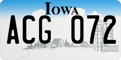 IA license plate ACG072