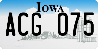 IA license plate ACG075