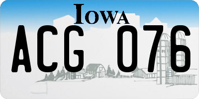 IA license plate ACG076