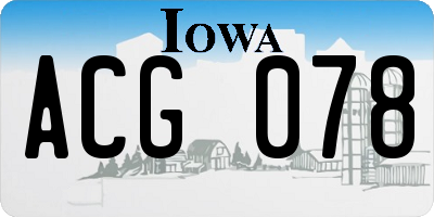 IA license plate ACG078