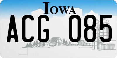 IA license plate ACG085