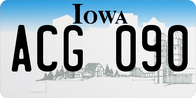 IA license plate ACG090