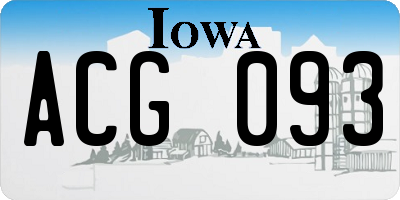 IA license plate ACG093