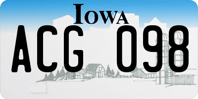 IA license plate ACG098