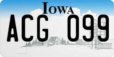 IA license plate ACG099
