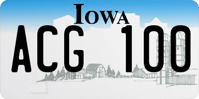 IA license plate ACG100