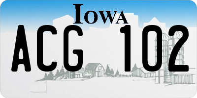 IA license plate ACG102