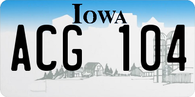 IA license plate ACG104