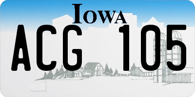 IA license plate ACG105