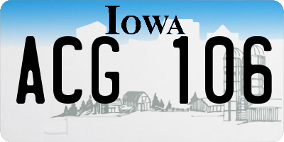 IA license plate ACG106