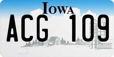 IA license plate ACG109