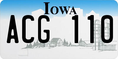 IA license plate ACG110