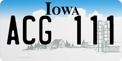 IA license plate ACG111
