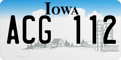 IA license plate ACG112