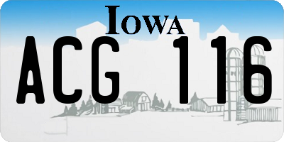 IA license plate ACG116