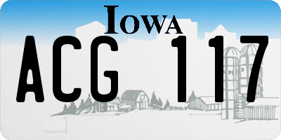 IA license plate ACG117