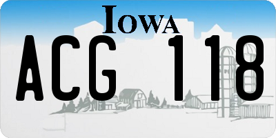 IA license plate ACG118