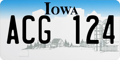 IA license plate ACG124
