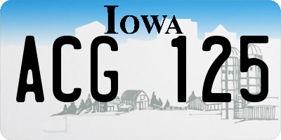 IA license plate ACG125