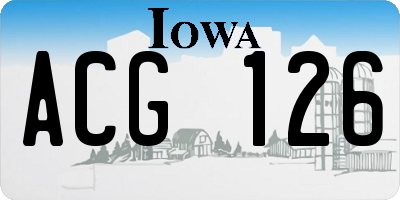 IA license plate ACG126