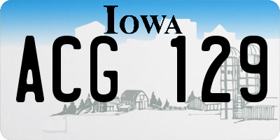 IA license plate ACG129